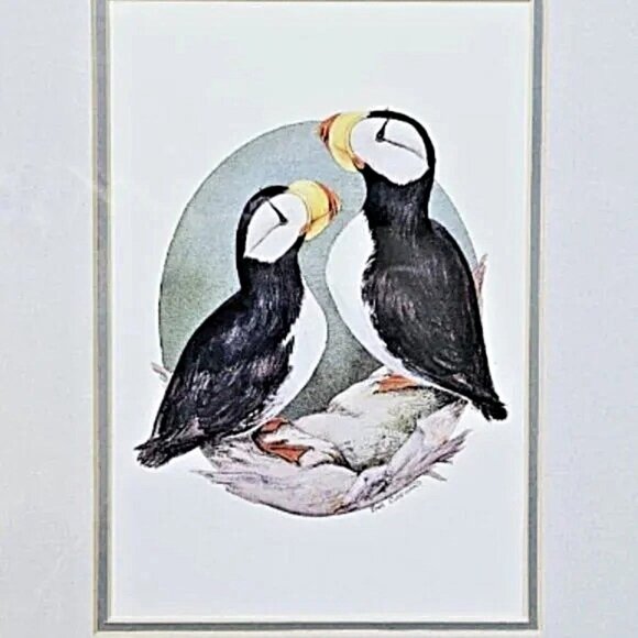 Sue Coleman ''Izzy & Moe'' Puffins Contemporary Pacific Northwest Framed Art - Picture 2 of 4